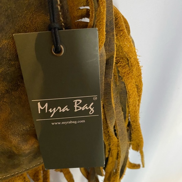 Myra Leather Crossbody Bag Boho Fringe NWT - Picture 3 of 5